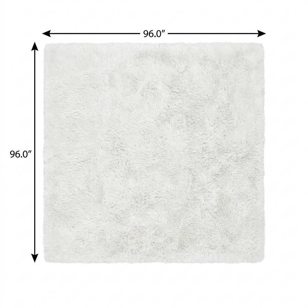 8' Gray And Silver Abstract Shag Washable Round Rug With UV Protection - HomeRoots - Flyclothing LLC