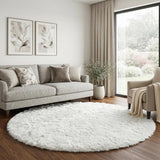8' Gray And Silver Abstract Shag Washable Round Rug With UV Protection - HomeRoots - Flyclothing LLC