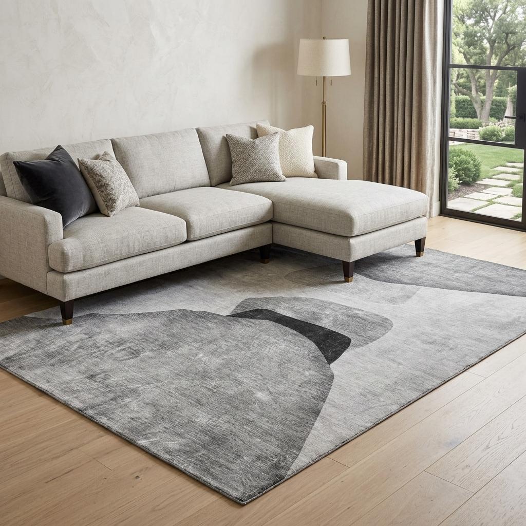 9' X 12' Gray And Silver Abstract Shag Washable Area Rug With UV Protection - HomeRoots - Flyclothing LLC