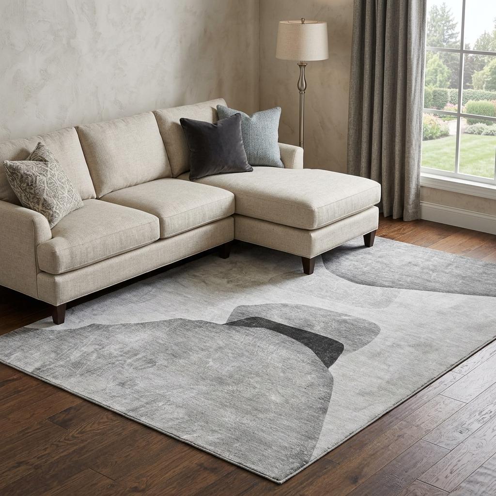 10' X 14' Gray And Silver Abstract Shag Washable Area Rug With UV Protection - HomeRoots - Flyclothing LLC