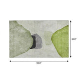 3' X 5' Green And Fern Green Abstract Shag Washable Area Rug With UV Protection - HomeRoots - Flyclothing LLC