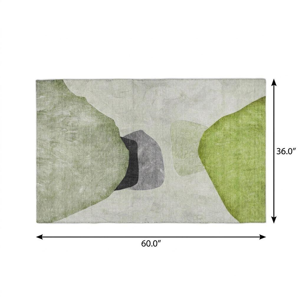 3' X 5' Green And Fern Green Abstract Shag Washable Area Rug With UV Protection - HomeRoots - Flyclothing LLC