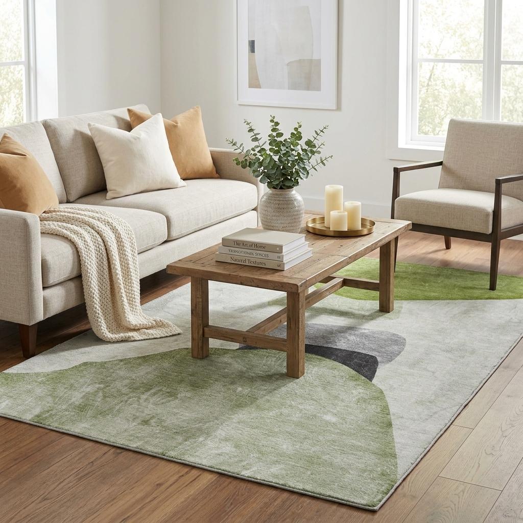 5' X 8' Green And Fern Green Abstract Shag Washable Area Rug With UV Protection - HomeRoots - Flyclothing LLC
