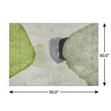 5' X 8' Green And Fern Green Abstract Shag Washable Area Rug With UV Protection - HomeRoots - Flyclothing LLC