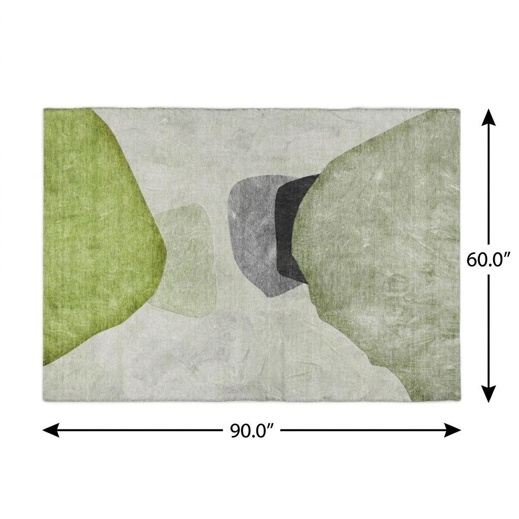 5' X 8' Green And Fern Green Abstract Shag Washable Area Rug With UV Protection - HomeRoots - Flyclothing LLC