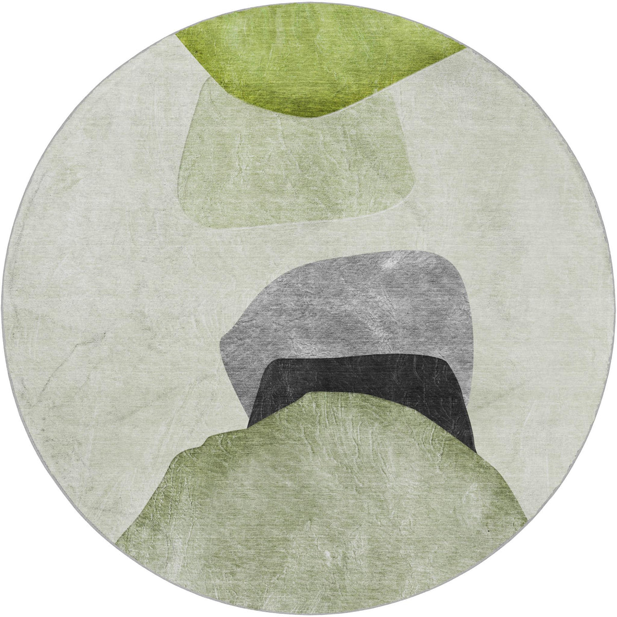 8' Green And Fern Green Abstract Shag Washable Round Rug With UV Protection - HomeRoots - Flyclothing LLC