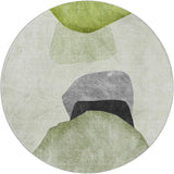 8' Green And Fern Green Abstract Shag Washable Round Rug With UV Protection - HomeRoots - Flyclothing LLC