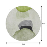 8' Green And Fern Green Abstract Shag Washable Round Rug With UV Protection - HomeRoots - Flyclothing LLC