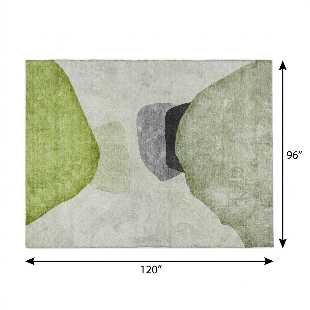 8' X 10' Green And Fern Green Abstract Shag Washable Area Rug With UV Protection - HomeRoots - Flyclothing LLC