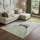 9' X 12' Green And Fern Green Abstract Shag Washable Area Rug With UV Protection - HomeRoots - Flyclothing LLC