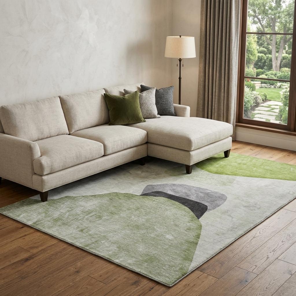 10' X 14' Green And Fern Green Abstract Shag Washable Area Rug With UV Protection - HomeRoots - Flyclothing LLC