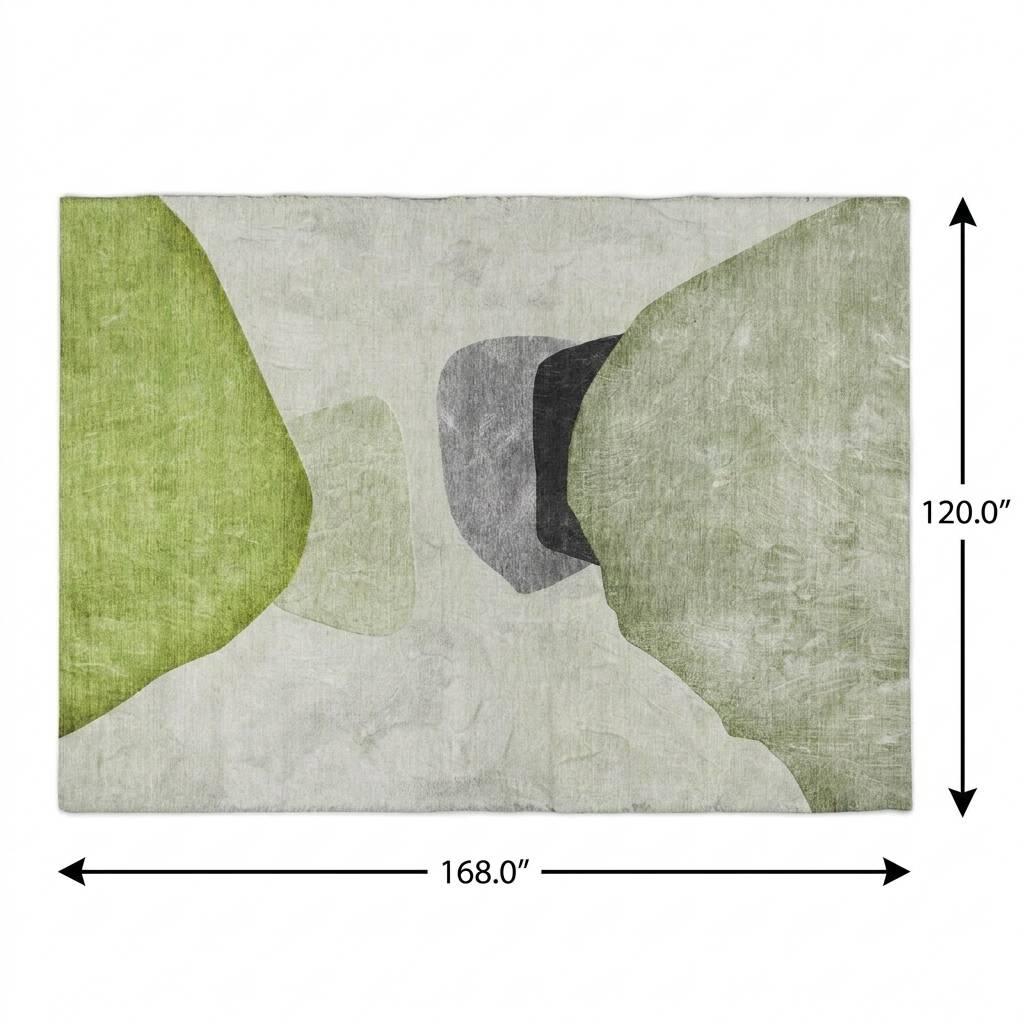 10' X 14' Green And Fern Green Abstract Shag Washable Area Rug With UV Protection - HomeRoots - Flyclothing LLC
