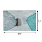 3' X 5' Teal And Gray Abstract Shag Washable Area Rug With UV Protection - HomeRoots - Flyclothing LLC