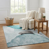 5' X 8' Teal And Gray Abstract Shag Washable Area Rug With UV Protection - HomeRoots - Flyclothing LLC
