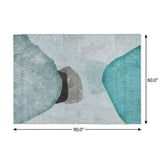 5' X 8' Teal And Gray Abstract Shag Washable Area Rug With UV Protection - HomeRoots - Flyclothing LLC