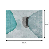 8' X 10' Teal And Gray Abstract Shag Washable Area Rug With UV Protection - HomeRoots - Flyclothing LLC