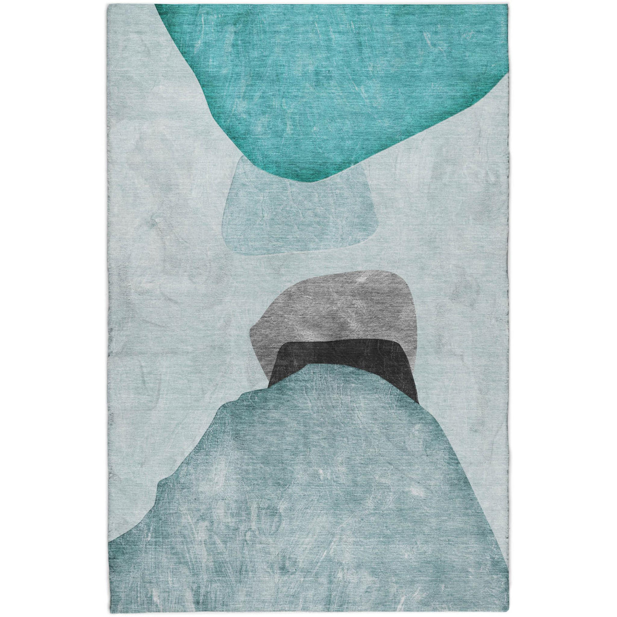 9' X 12' Teal And Gray Abstract Shag Washable Area Rug With UV Protection - HomeRoots - Flyclothing LLC