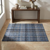 3' X 5' Blue And Denim Blue Plaid Shag Washable Area Rug With UV Protection - HomeRoots - Flyclothing LLC