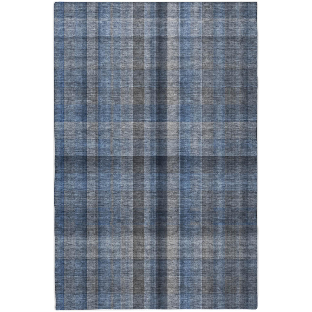 5' X 8' Blue And Denim Blue Plaid Shag Washable Area Rug With UV Protection - HomeRoots - Flyclothing LLC