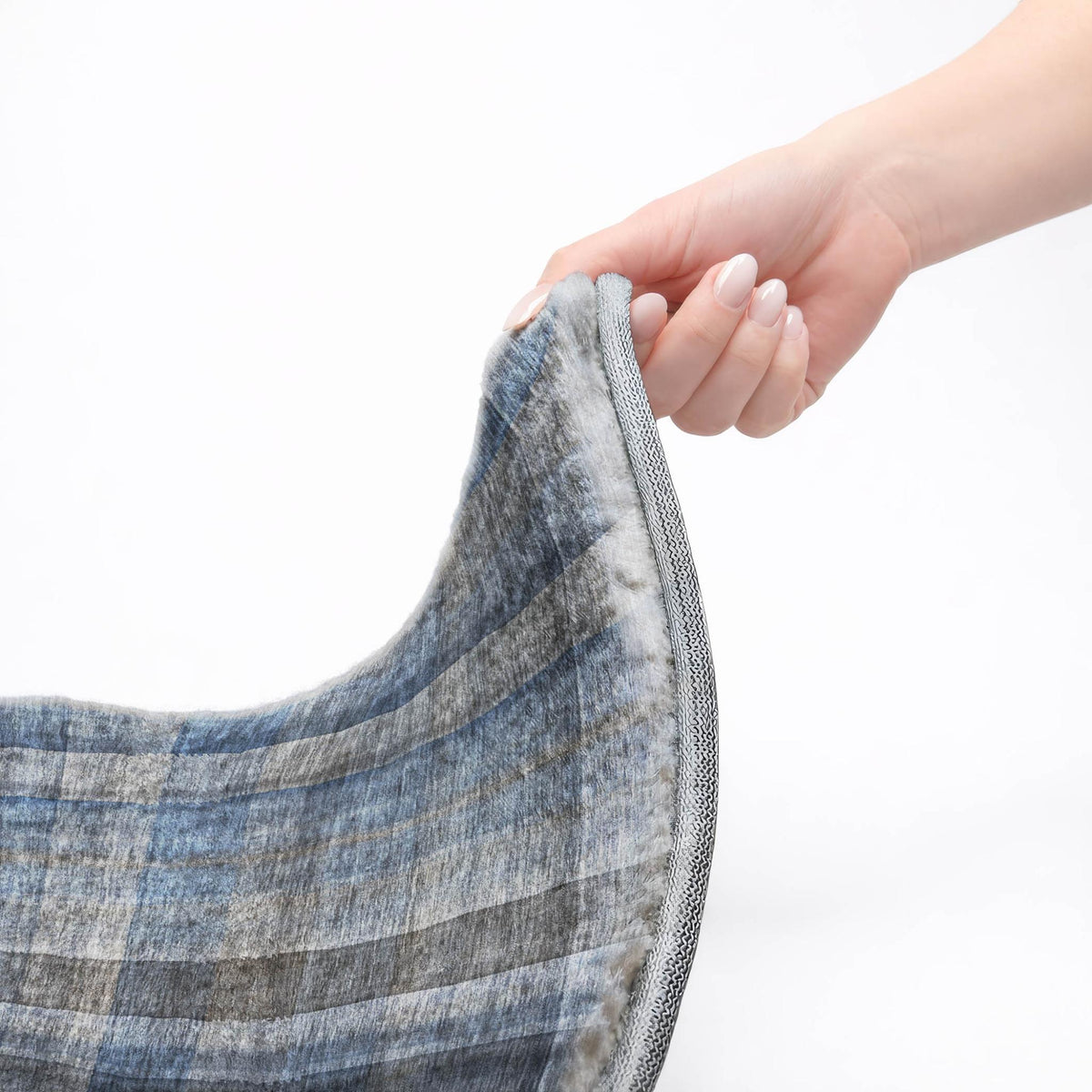 8' X 10' Blue And Denim Blue Plaid Shag Washable Area Rug With UV Protection - HomeRoots - Flyclothing LLC
