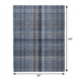 8' X 10' Blue And Denim Blue Plaid Shag Washable Area Rug With UV Protection - HomeRoots - Flyclothing LLC