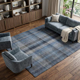 9' X 12' Blue And Denim Blue Plaid Shag Washable Area Rug With UV Protection - HomeRoots - Flyclothing LLC