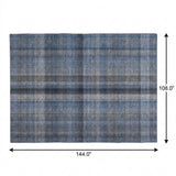 9' X 12' Blue And Denim Blue Plaid Shag Washable Area Rug With UV Protection - HomeRoots - Flyclothing LLC