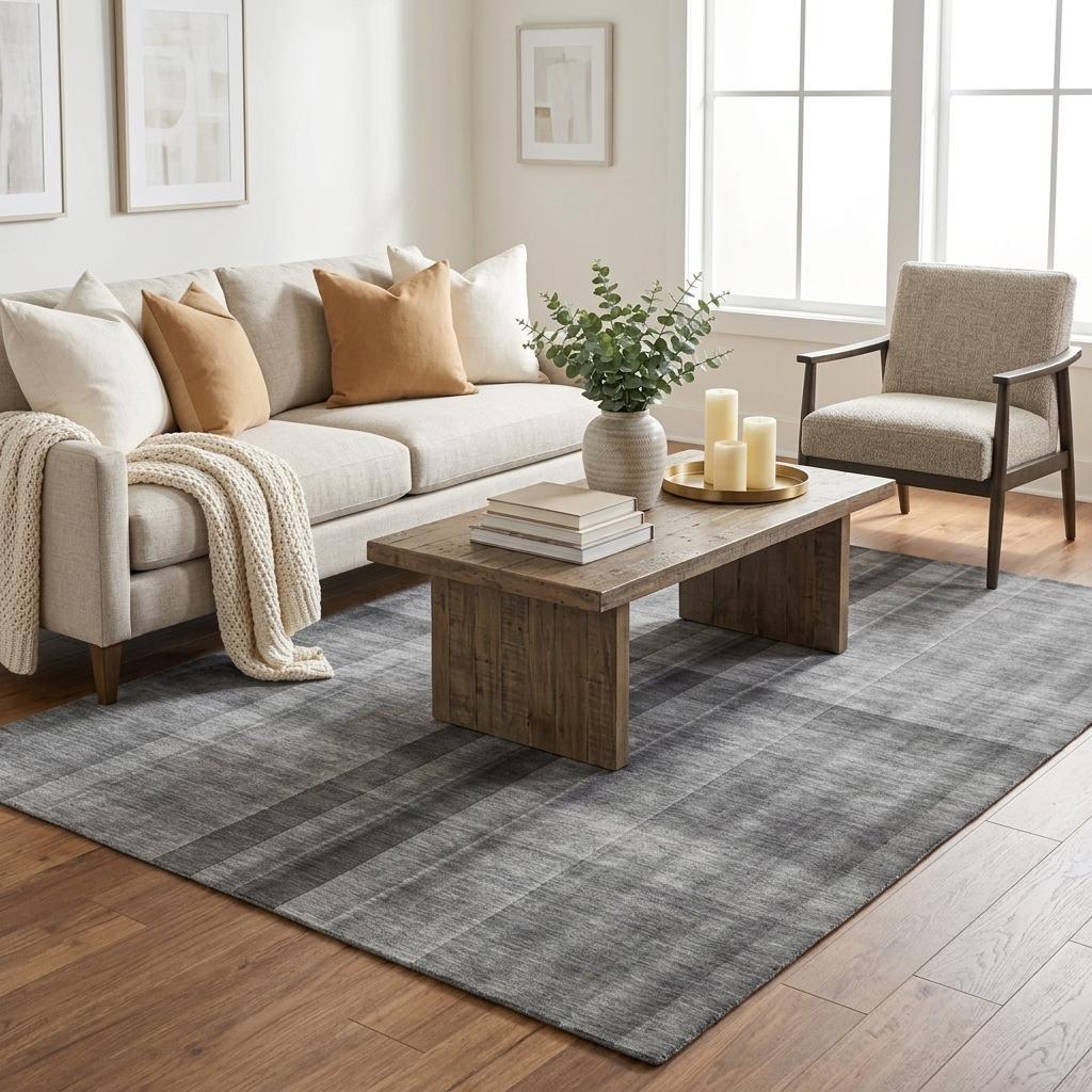5' X 8' Gray And Silver Plaid Shag Washable Area Rug With UV Protection - HomeRoots - Flyclothing LLC