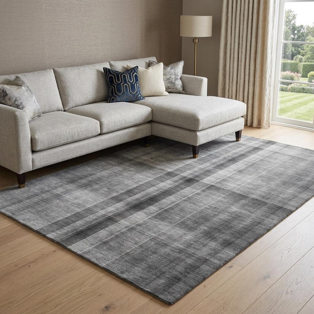 8' X 10' Gray And Silver Plaid Shag Washable Area Rug With UV Protection - HomeRoots - Flyclothing LLC
