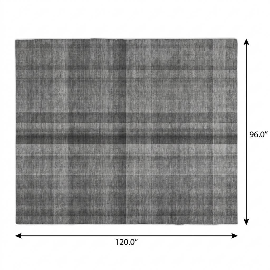 8' X 10' Gray And Silver Plaid Shag Washable Area Rug With UV Protection - HomeRoots - Flyclothing LLC