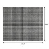 8' X 10' Gray And Silver Plaid Shag Washable Area Rug With UV Protection - HomeRoots - Flyclothing LLC