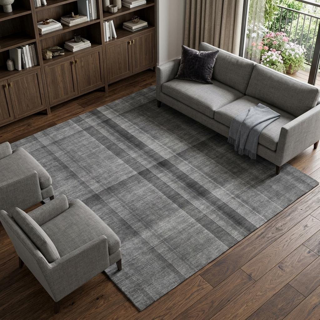 10' X 14' Gray And Silver Plaid Shag Washable Area Rug With UV Protection - HomeRoots - Flyclothing LLC