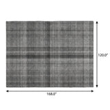 10' X 14' Gray And Silver Plaid Shag Washable Area Rug With UV Protection - HomeRoots - Flyclothing LLC