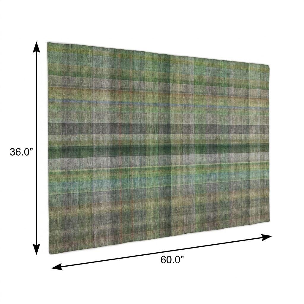 3' X 5' Green And Gray Plaid Shag Washable Area Rug With UV Protection - HomeRoots - Flyclothing LLC