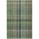 9' X 12' Green And Gray Plaid Shag Washable Area Rug With UV Protection - HomeRoots - Flyclothing LLC