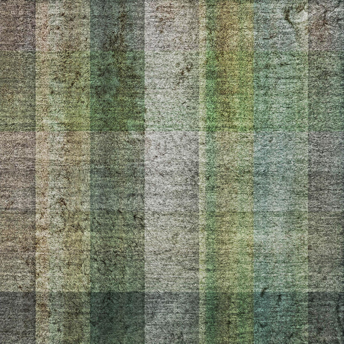 9' X 12' Green And Gray Plaid Shag Washable Area Rug With UV Protection - HomeRoots - Flyclothing LLC