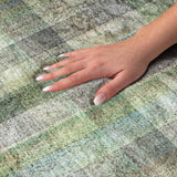 10' X 14' Green And Gray Plaid Shag Washable Area Rug With UV Protection - HomeRoots - Flyclothing LLC