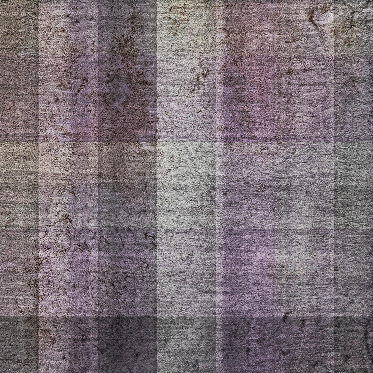 3' X 5' Purple And Gray Plaid Shag Washable Area Rug With UV Protection - HomeRoots - Flyclothing LLC