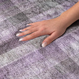 3' X 5' Purple And Gray Plaid Shag Washable Area Rug With UV Protection - HomeRoots - Flyclothing LLC