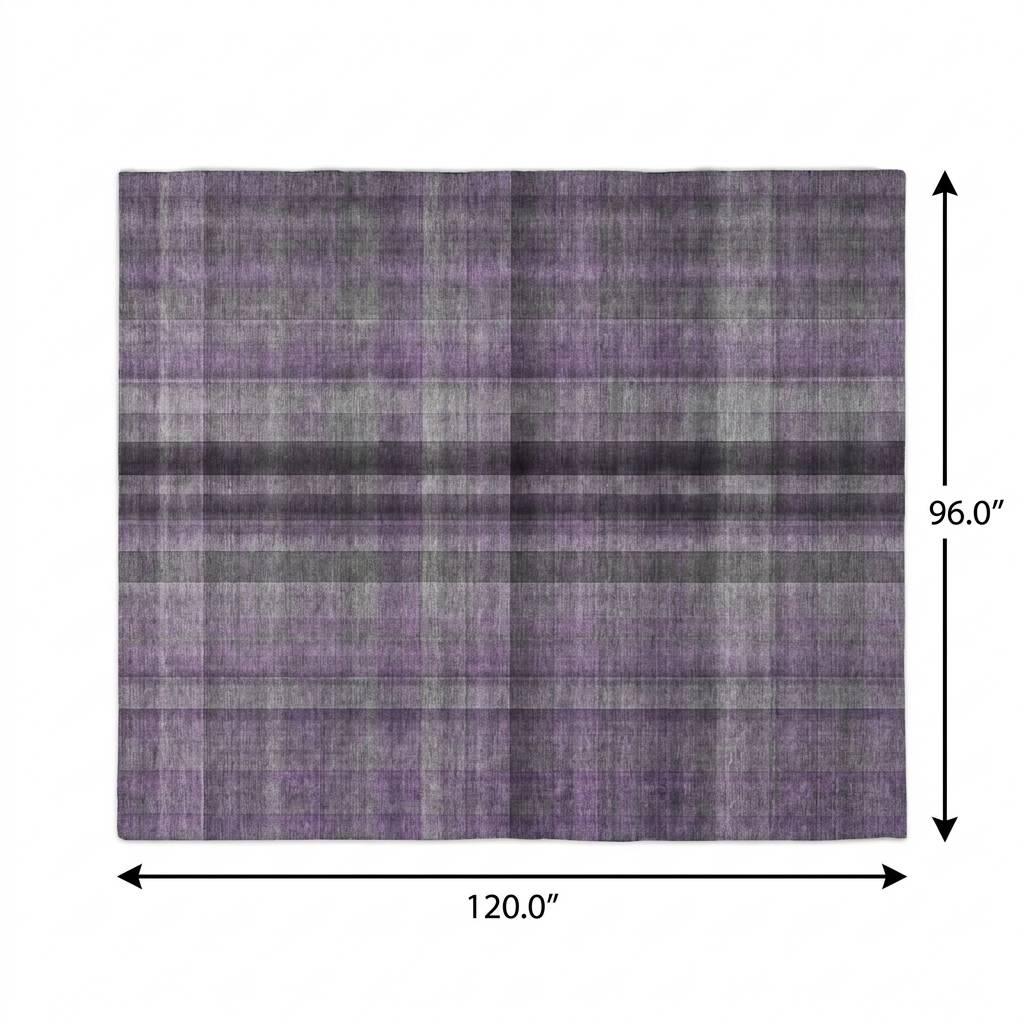 8' X 10' Purple And Gray Plaid Shag Washable Area Rug With UV Protection - HomeRoots - Flyclothing LLC