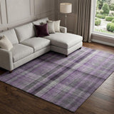 9' X 12' Purple And Gray Plaid Shag Washable Area Rug With UV Protection - HomeRoots - Flyclothing LLC