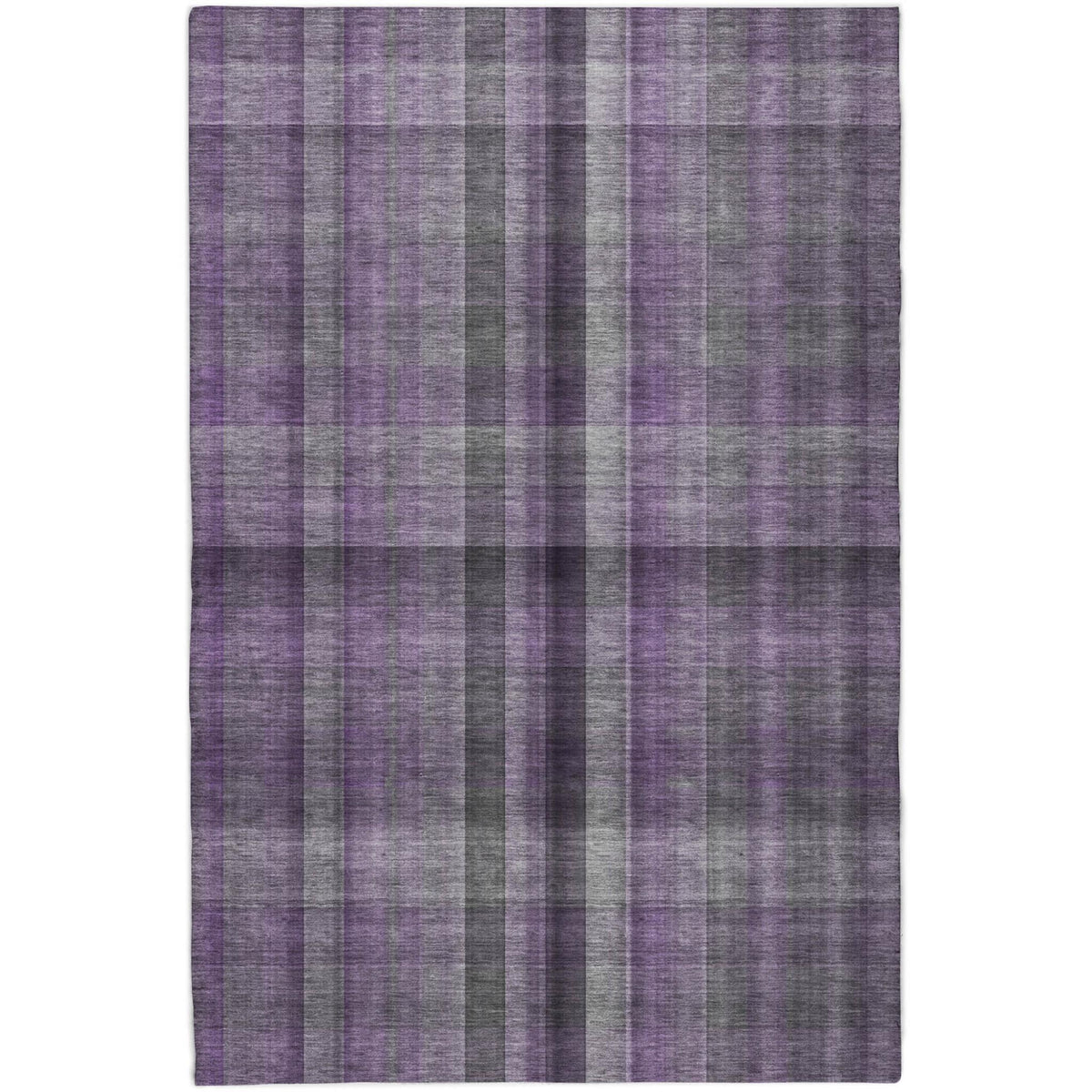 9' X 12' Purple And Gray Plaid Shag Washable Area Rug With UV Protection - HomeRoots - Flyclothing LLC