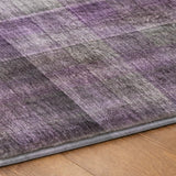 9' X 12' Purple And Gray Plaid Shag Washable Area Rug With UV Protection - HomeRoots - Flyclothing LLC