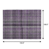 9' X 12' Purple And Gray Plaid Shag Washable Area Rug With UV Protection - HomeRoots - Flyclothing LLC