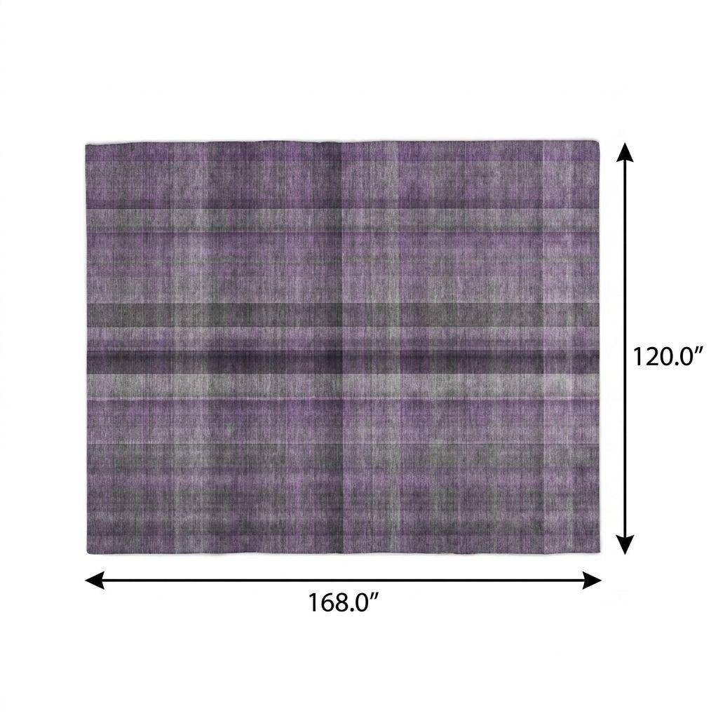 10' X 14' Purple And Gray Plaid Shag Washable Area Rug With UV Protection - HomeRoots - Flyclothing LLC