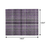 10' X 14' Purple And Gray Plaid Shag Washable Area Rug With UV Protection - HomeRoots - Flyclothing LLC