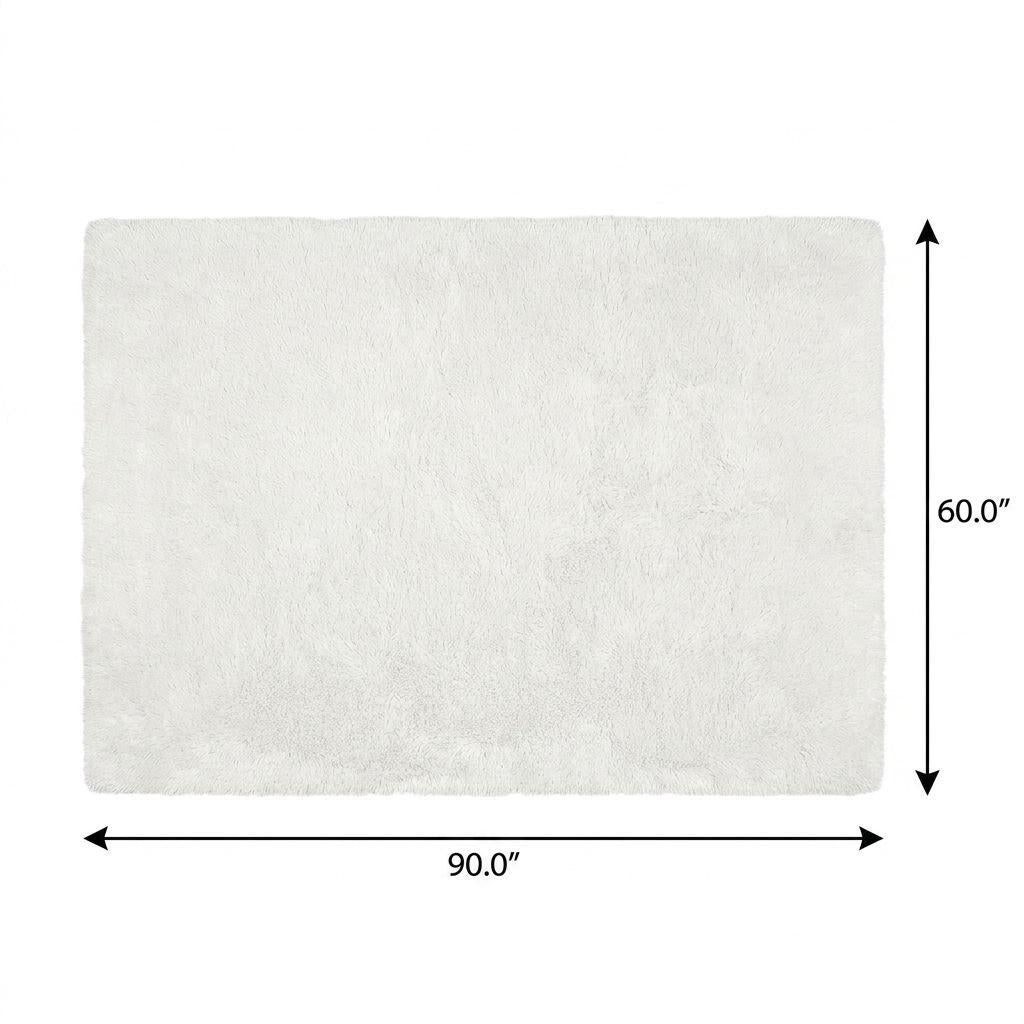 5' X 8' Black And Ivory Geometric Shag Washable Area Rug With UV Protection - HomeRoots - Flyclothing LLC