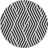 8' Black And Ivory Geometric Shag Washable Round Rug With UV Protection - HomeRoots - Flyclothing LLC