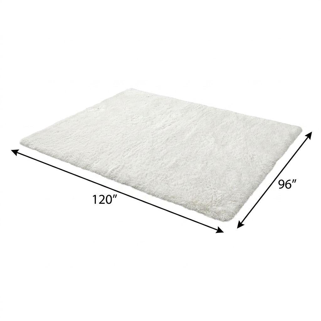 8' X 10' Black And Ivory Geometric Shag Washable Area Rug With UV Protection - HomeRoots - Flyclothing LLC