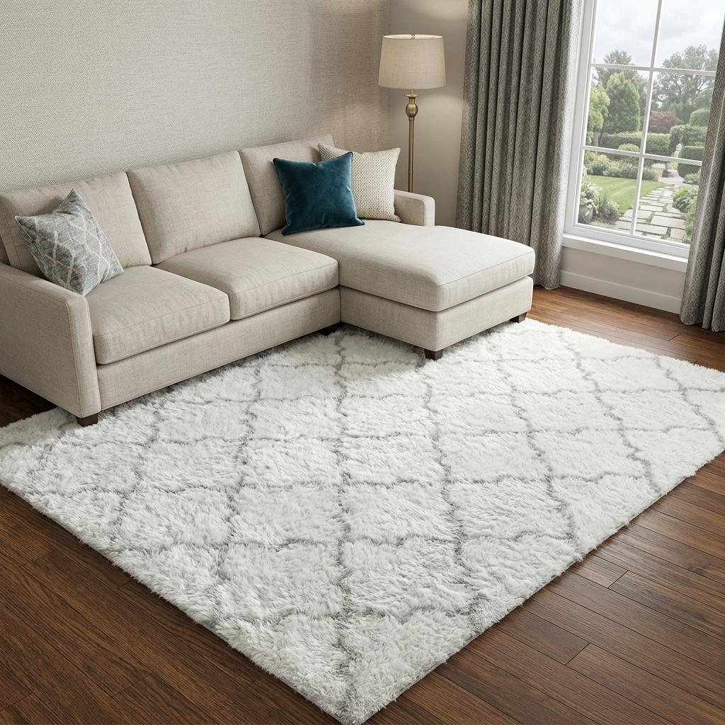 10' X 14' Black And Ivory Geometric Shag Washable Area Rug With UV Protection - HomeRoots - Flyclothing LLC